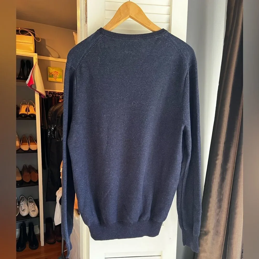Ralph Lauren Mesh-Knit Cotton Crewneck Sweater in Navy Heather